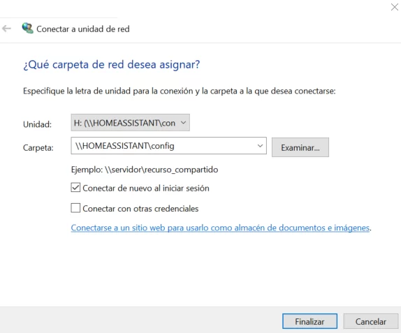 Conexión a unidad de red