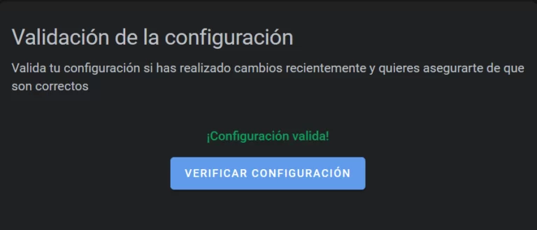 Validación de la configuración