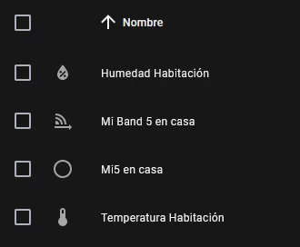 Entidades creadas por Home Assistant