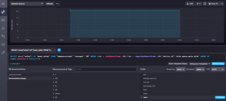 Panel de InfluxDB Explore