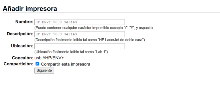 Ajustes iniciales impresora