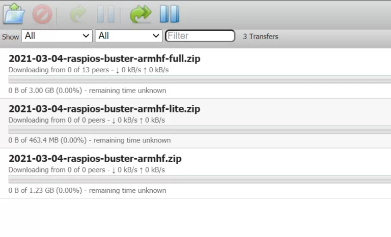 Interfaz de Transmission descargando