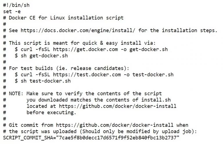 Extracto de la instalación de Docker