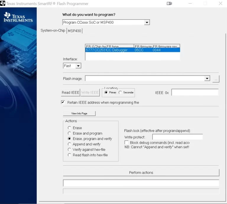 Texas Instrument SmartRF Flash Programmer