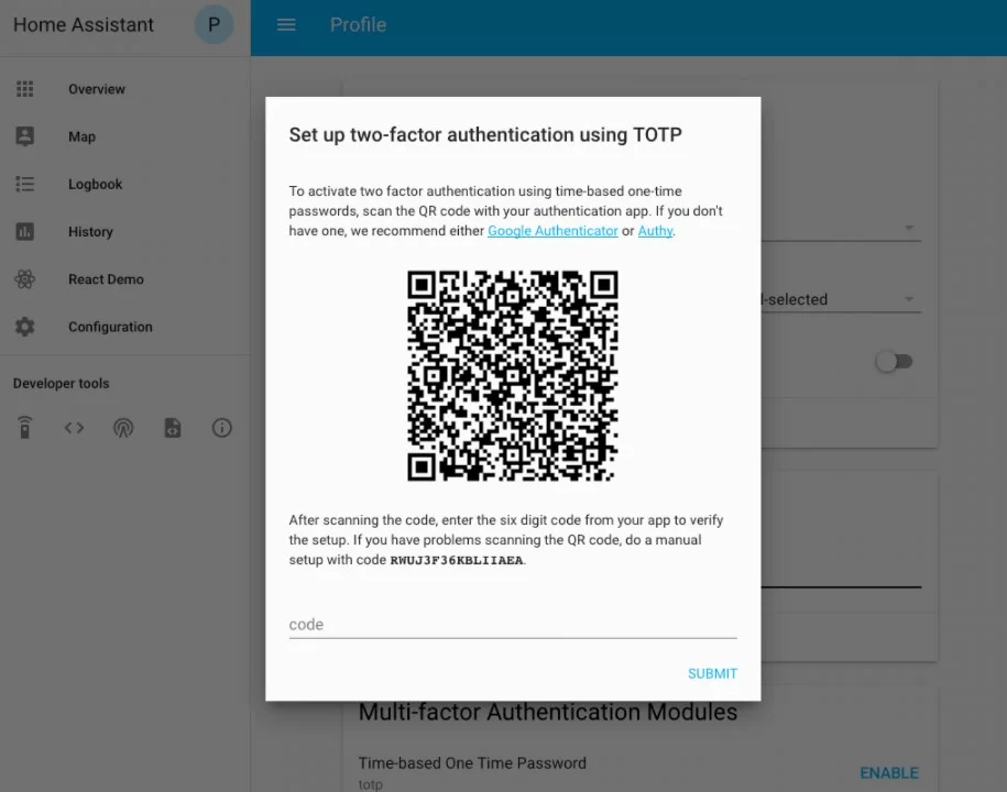 QR Doble autenticación Home Assistant
