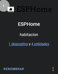 Integración ESPHome y entidades asociadas