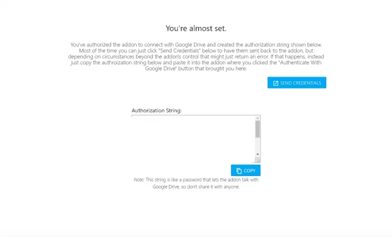 Credenciales conexión Google Drive Backup